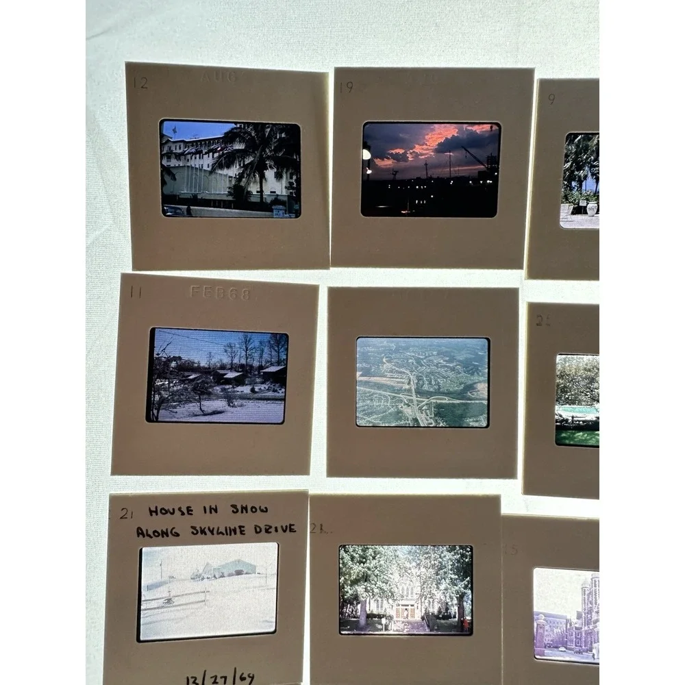 Lot of 45 Vintage Slides – Architecture, People, Snow, Beach, Streets 62-69s